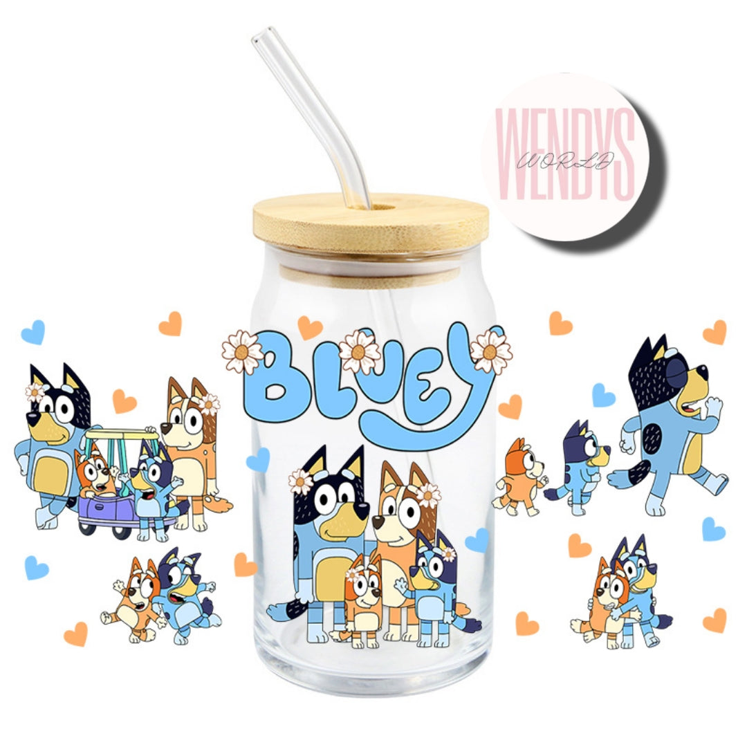 Bluey Family Libbey Glass